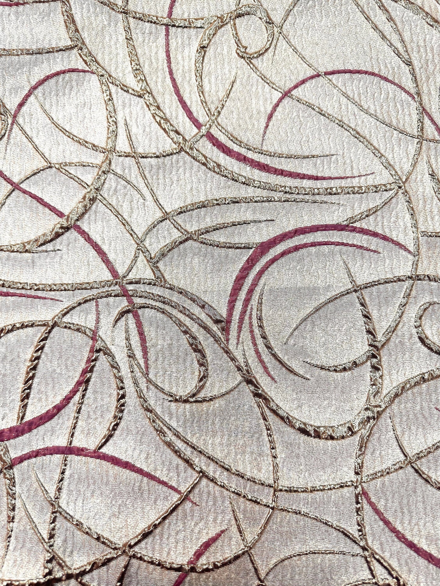 BURGUNDY GOLD Swirl Metallic Brocade Fabric (60 in.) Sold By The Yard