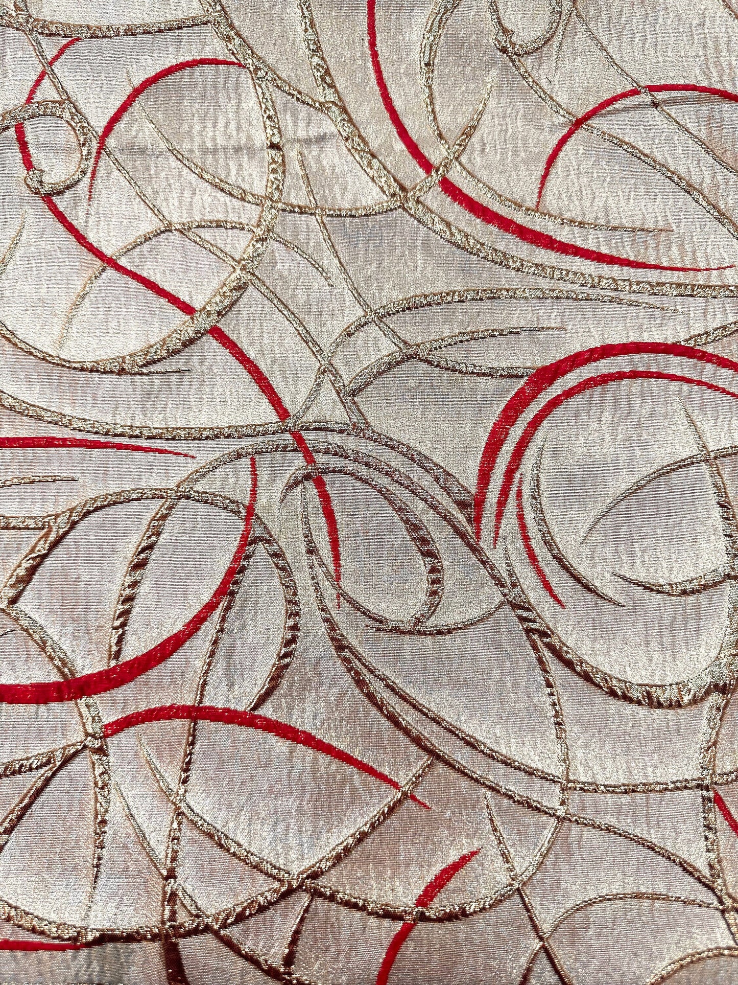 RED GOLD Swirl Metallic Brocade Fabric (60 in.) Sold By The Yard