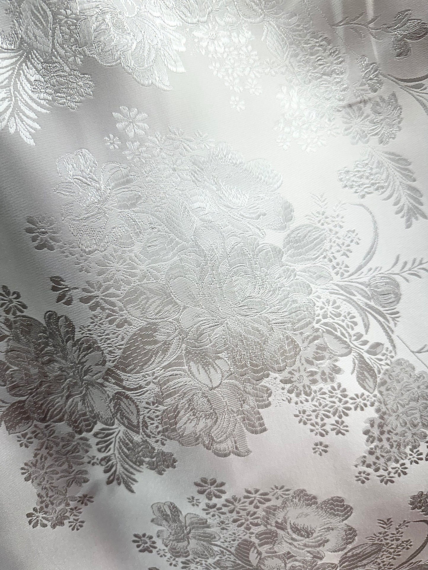 WHITE Floral Brocade Fabric (60 in.) Sold By The Yard