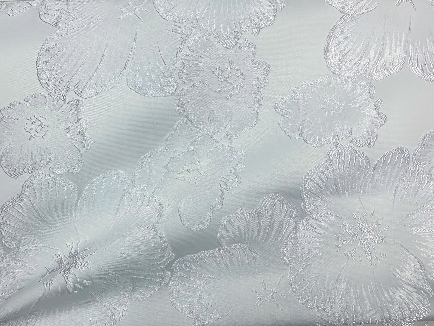 WHITE Floral Brocade Fabric (60 in.) Sold By The Yard