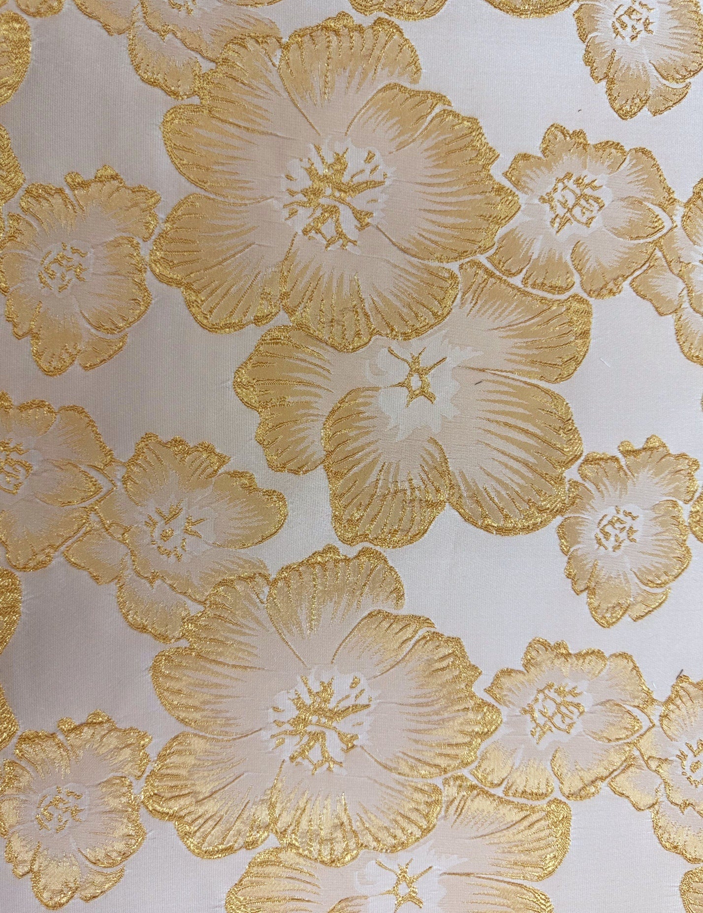 LIGHT GOLD Floral Brocade Fabric (60 in.) Sold By The Yard
