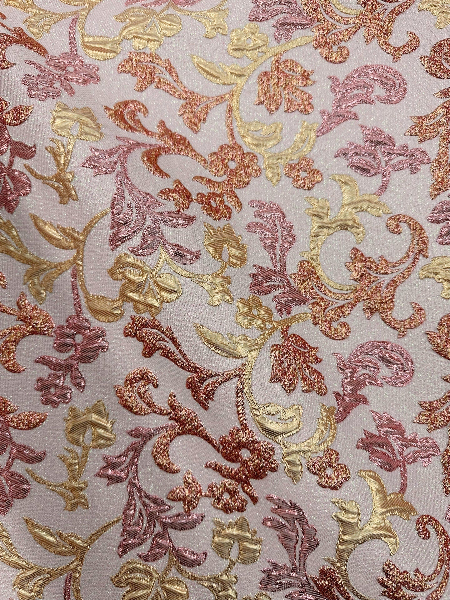 PINK GOLD Floral Brocade Fabric (60 in.) Sold By The Yard