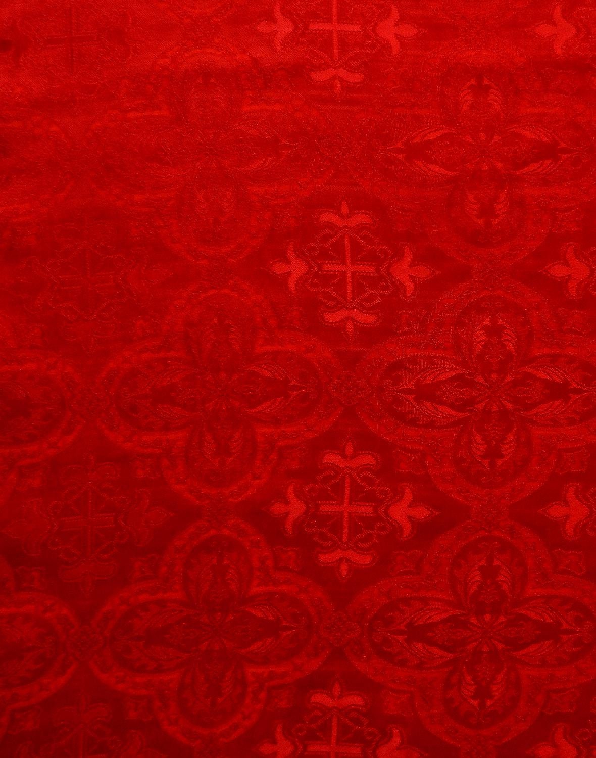 RED Liturgical Cross Brocade Fabric (60 in.) Sold By The Yard