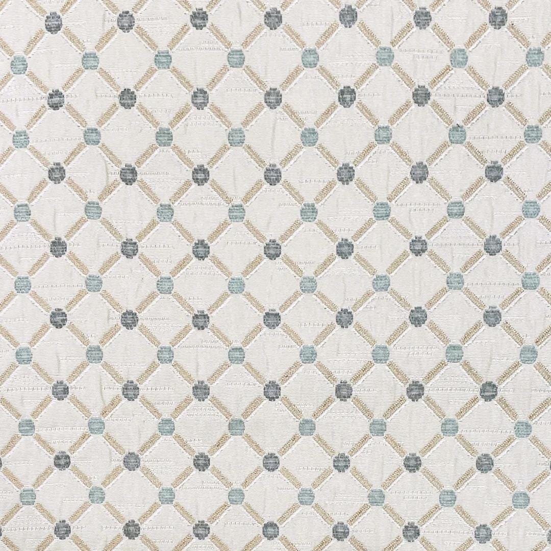 LIGHT BLUE GOLD Diamond Chenille Upholstery Brocade Fabric (56 in.) Sold By The Yard