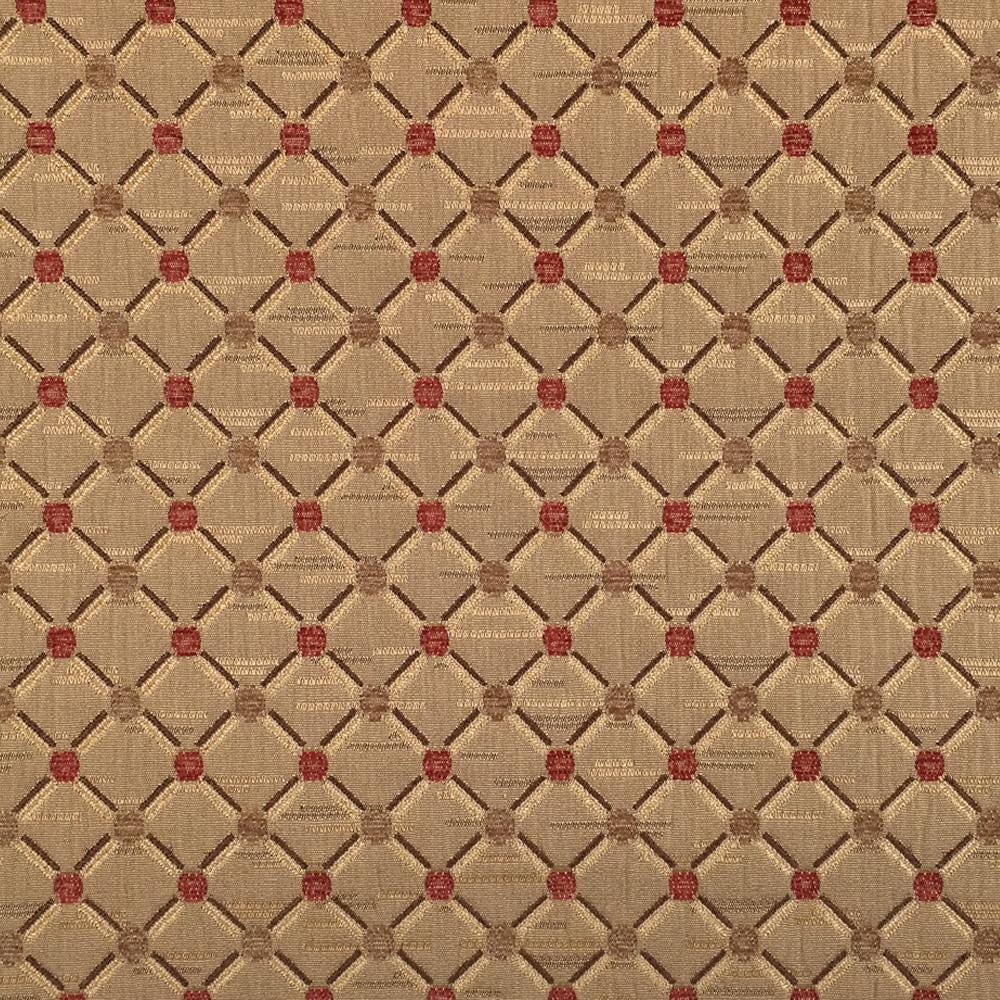 LIGHT BROWN RED Diamond Chenille Upholstery Brocade Fabric (56 in.) Sold By The Yard