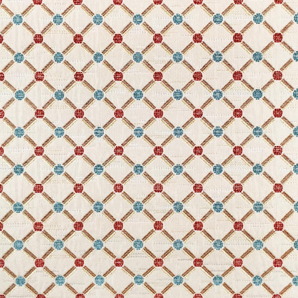 RED BLUE GOLD Diamond Chenille Upholstery Brocade Fabric (56 in.) Sold By The Yard