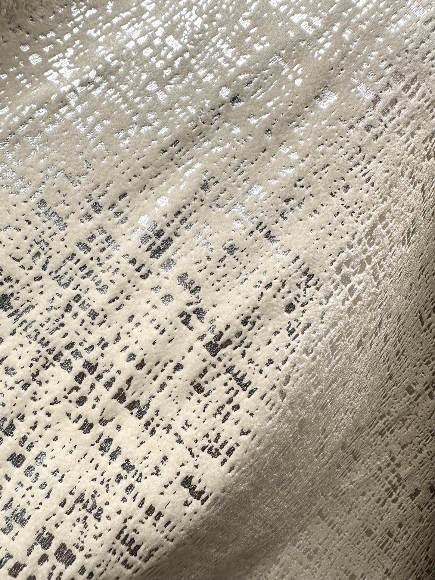 IVORY SILVER Metallic Upholstery Drapery Velvet Fabric (56 in.) Sold By The Yard