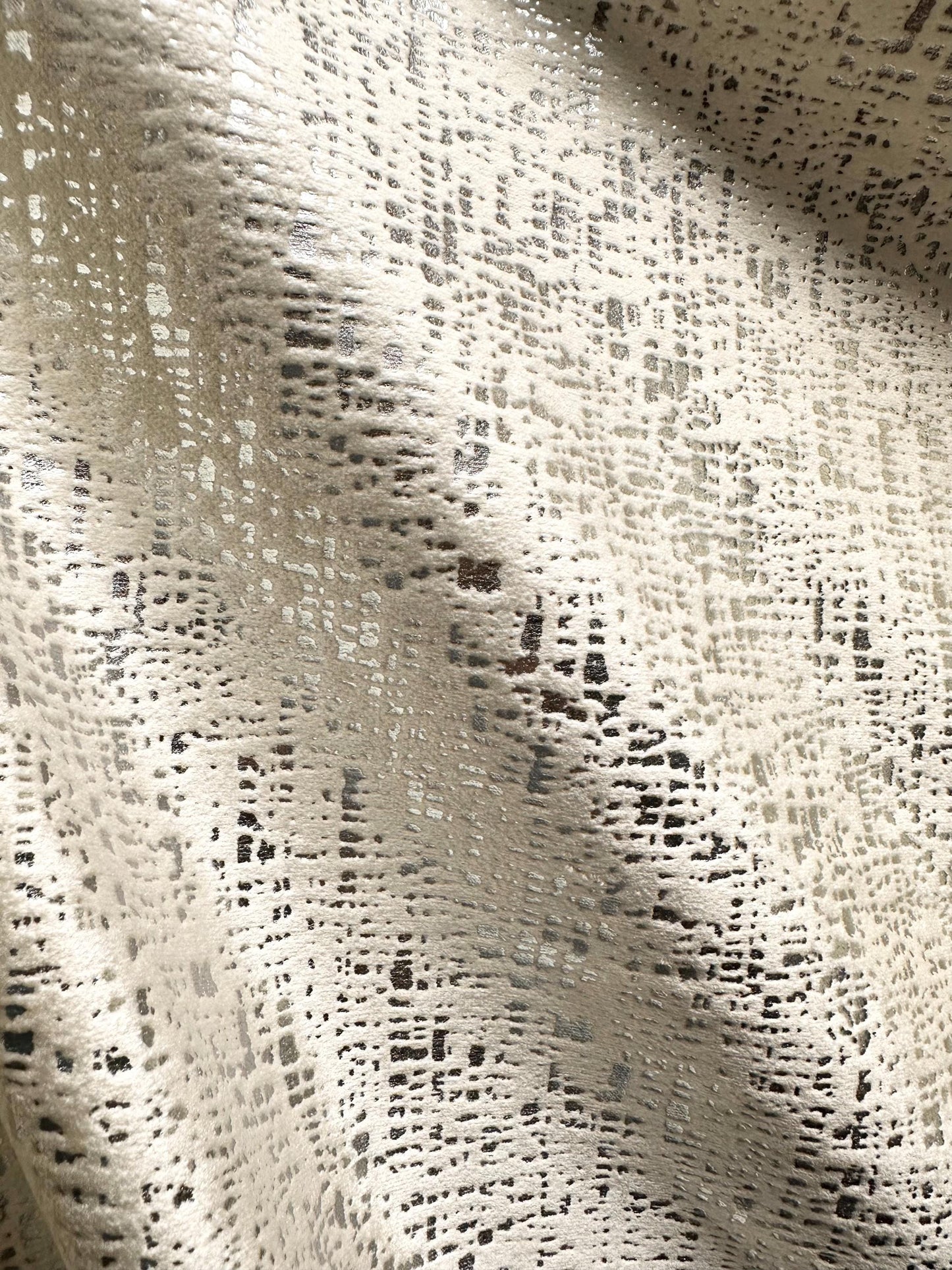 IVORY SILVER Metallic Upholstery Drapery Velvet Fabric (56 in.) Sold By The Yard