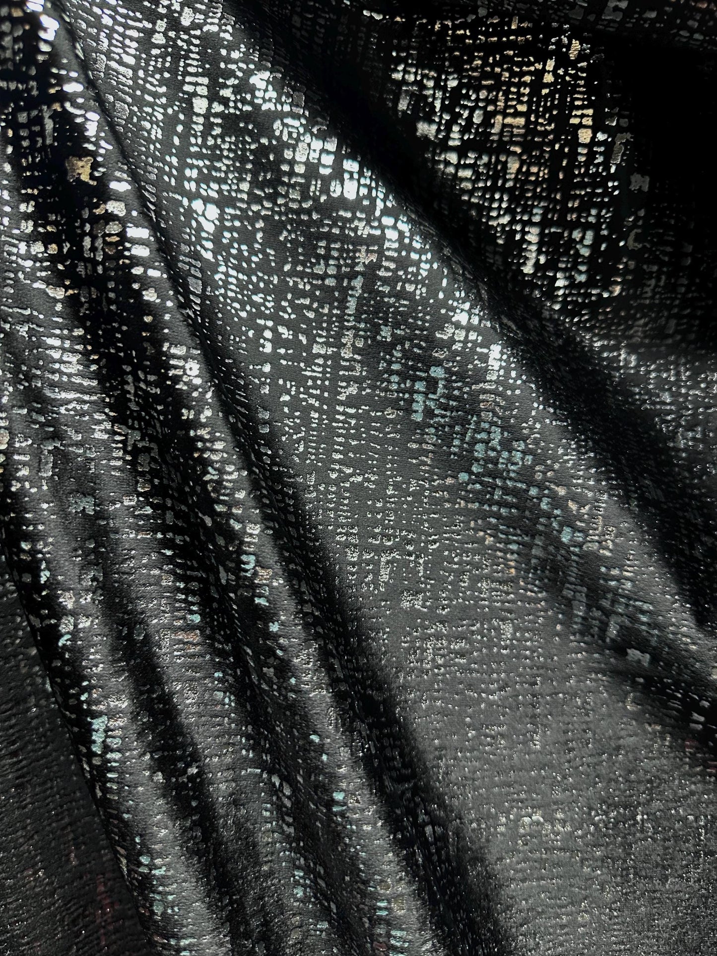 BLACK SILVER Metallic Upholstery Drapery Velvet Fabric (56 in.) Sold By The Yard