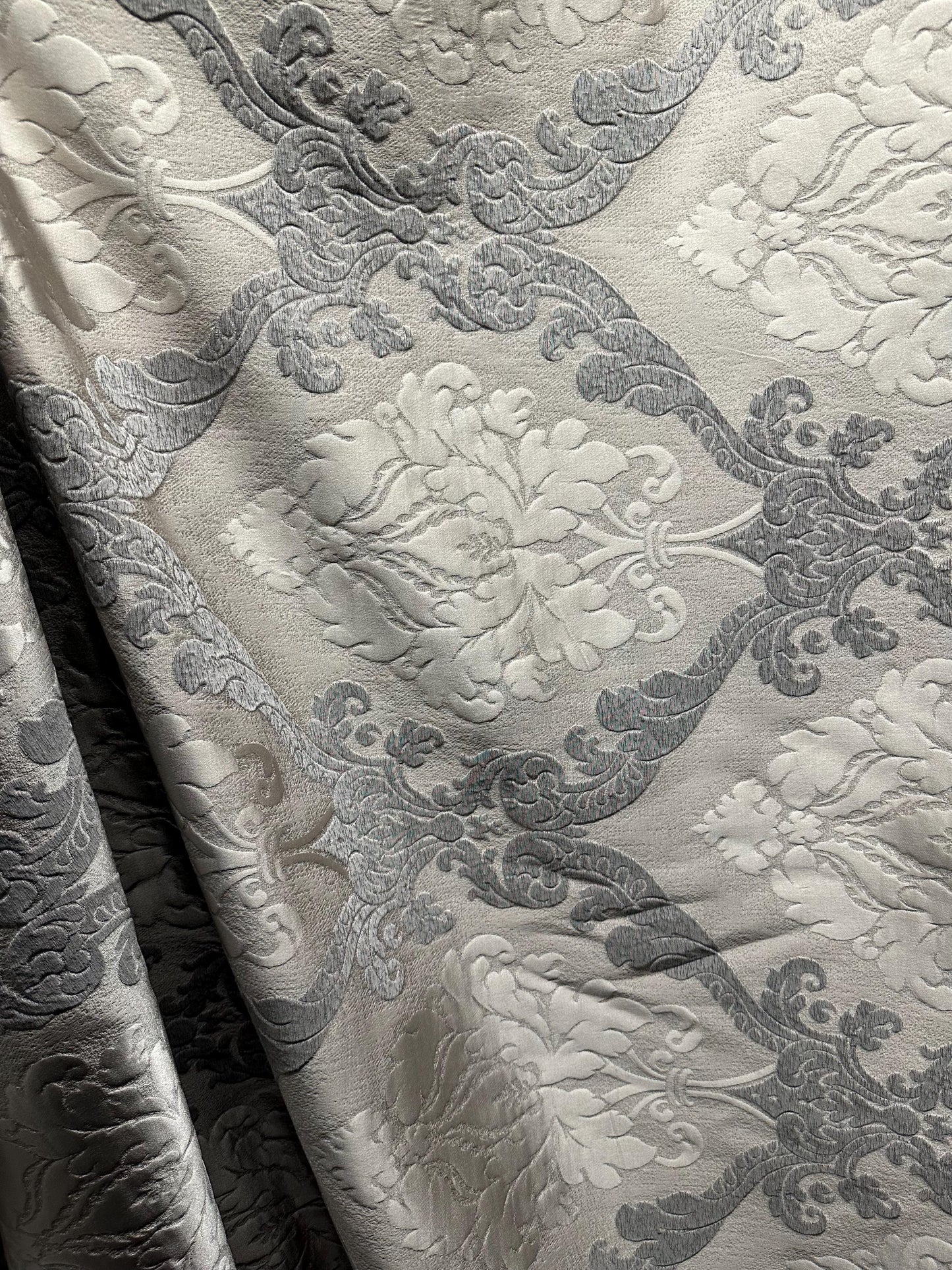 TAUPE BEIGE Damask Brocade Upholstery Drapery Fabric (56 in.) Sold By The Yard