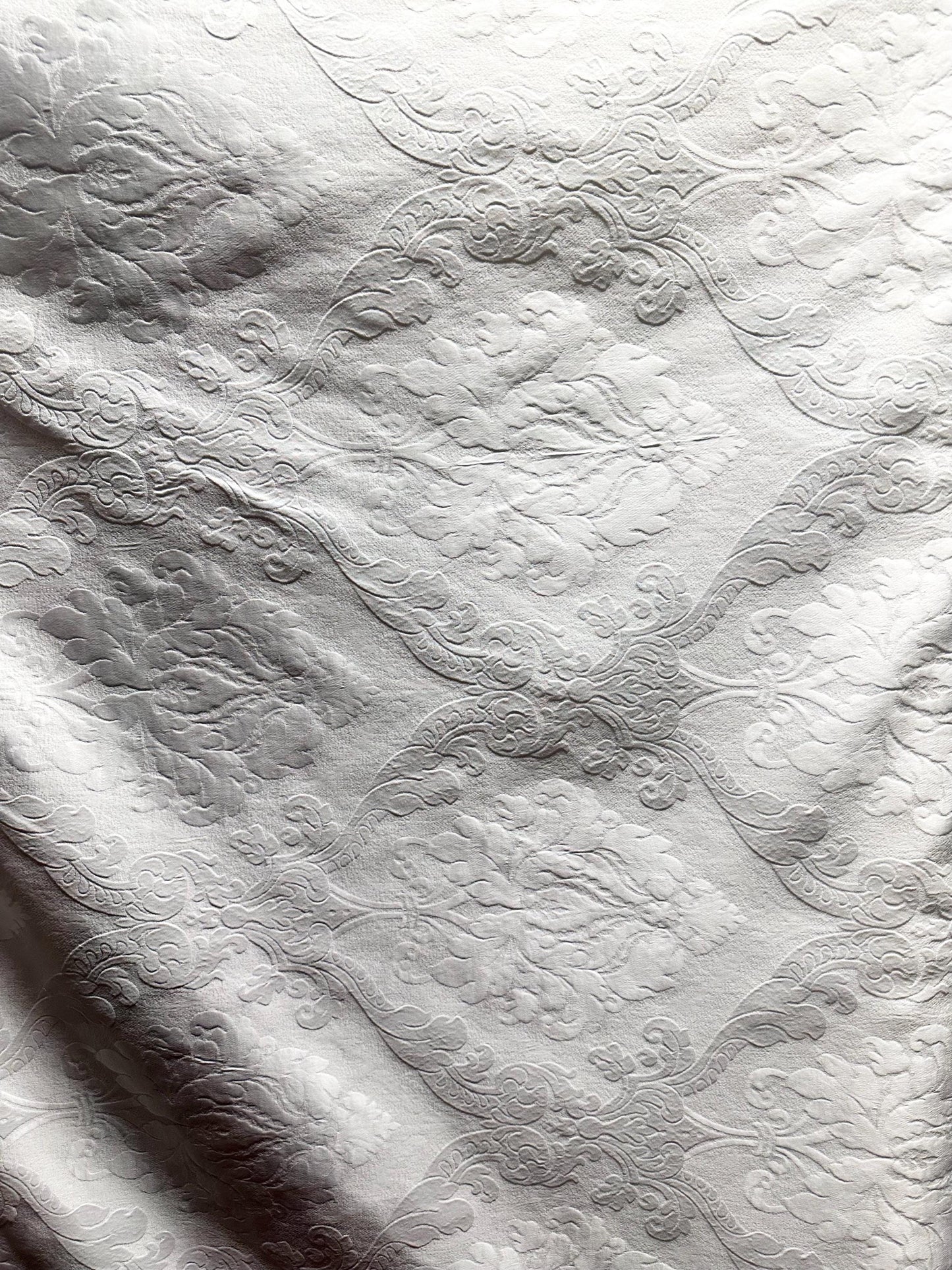 WHITE Damask Brocade Upholstery Drapery Fabric (56 in.) Sold By The Yard