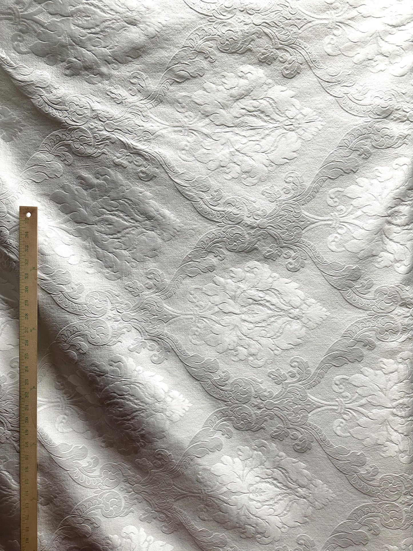WHITE Damask Brocade Upholstery Drapery Fabric (56 in.) Sold By The Yard