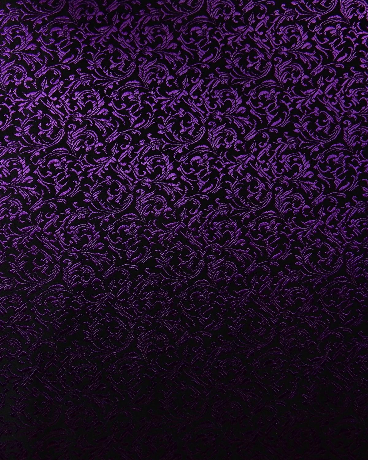 Purple Black Floral Silk Brocade Fabric (30 in.) Sold By The Yard