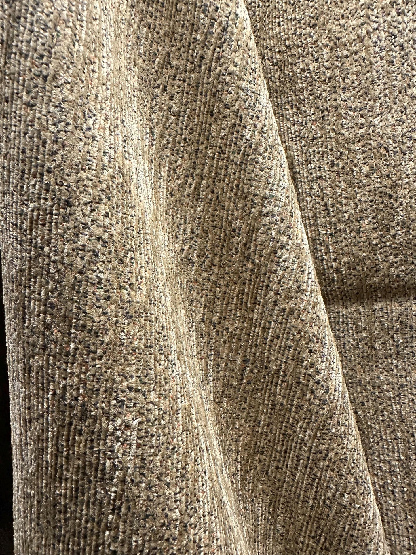 BEIGE MULTICOLOR Chenille Velvet Upholstery Fabric (54 in.) Sold By The Yard