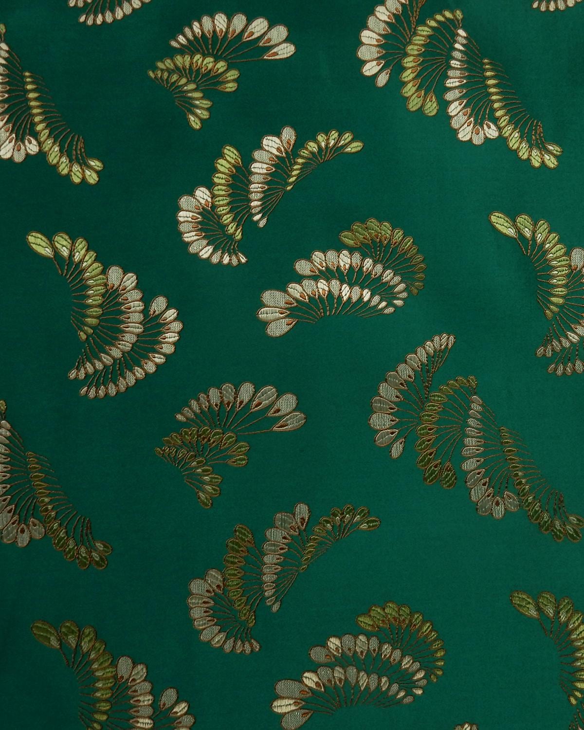 Red Gold Feather Silk Brocade Fabric (30 in.) Sold By The Yard