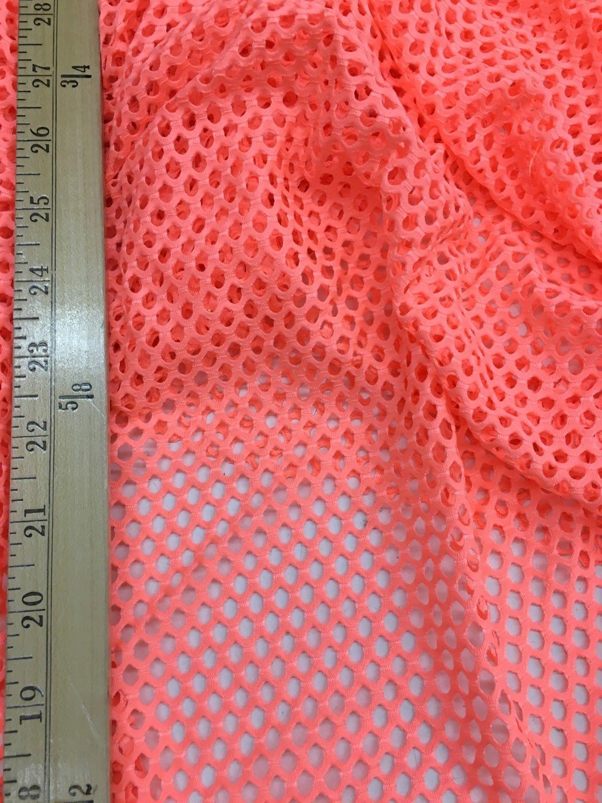 BRIGHT CORAL Fishnet Mesh Small Hole Stretch Spandex Fabric (60 in.) Sold By The Yard