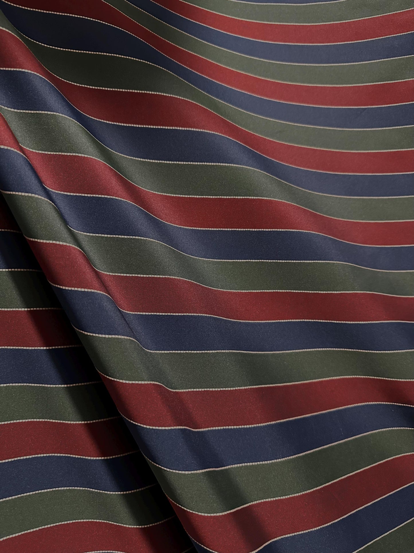 Dark Red Blue Green Striped Taffeta Fabric (54 in.) Sold By The Yard