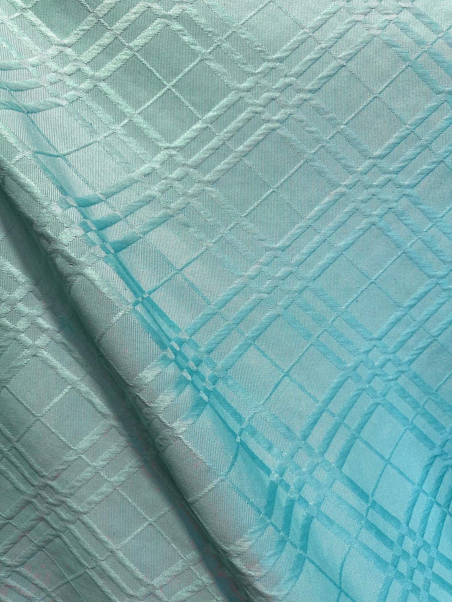 TURQUOISE BLUE Diamond Upholstery Brocade Fabric (56 in.) Sold By The Yard