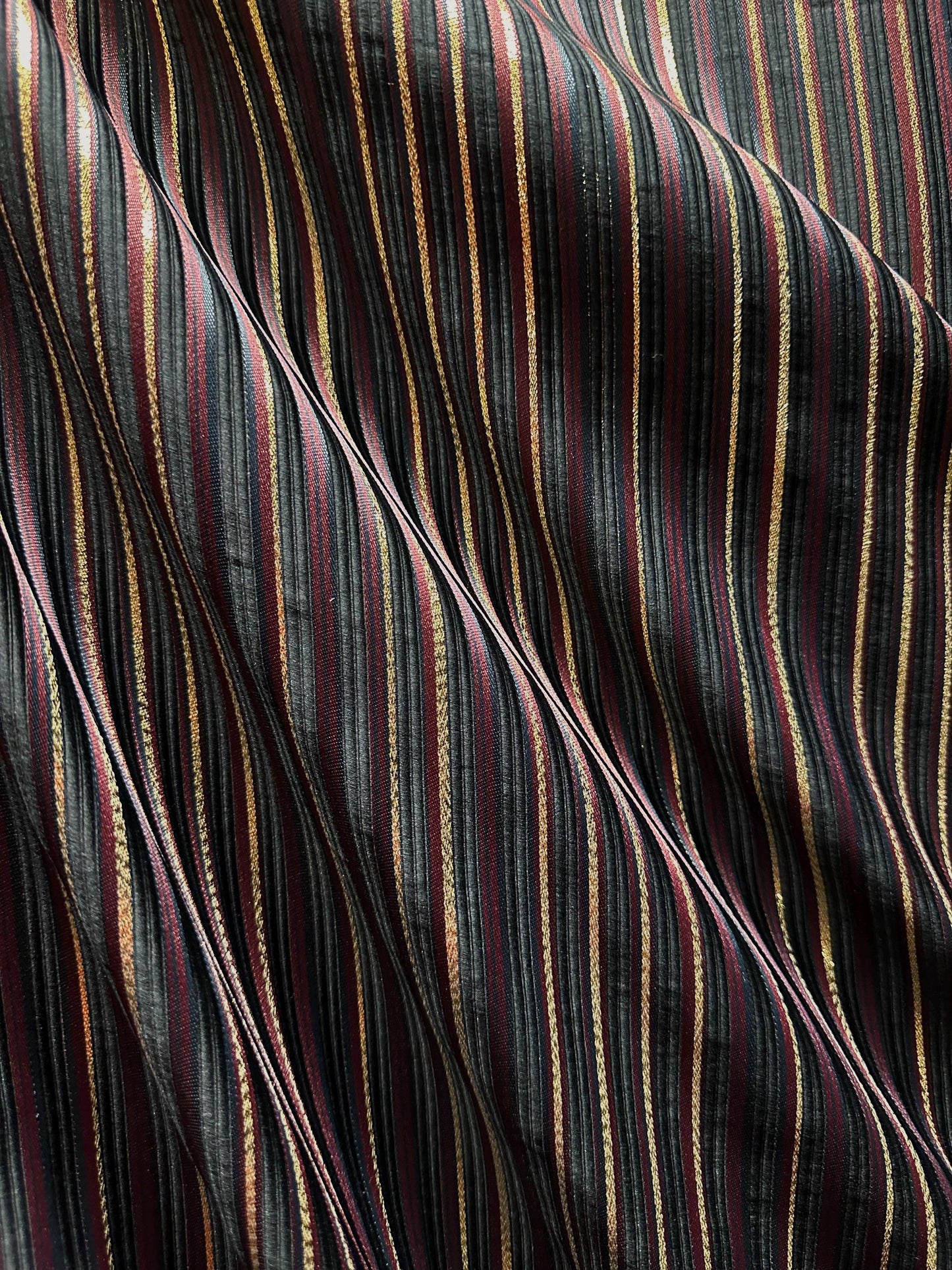 BLACK BURGUNDY GOLD Metallic Striped Brocade Fabric (55 in.) Sold By The Yard