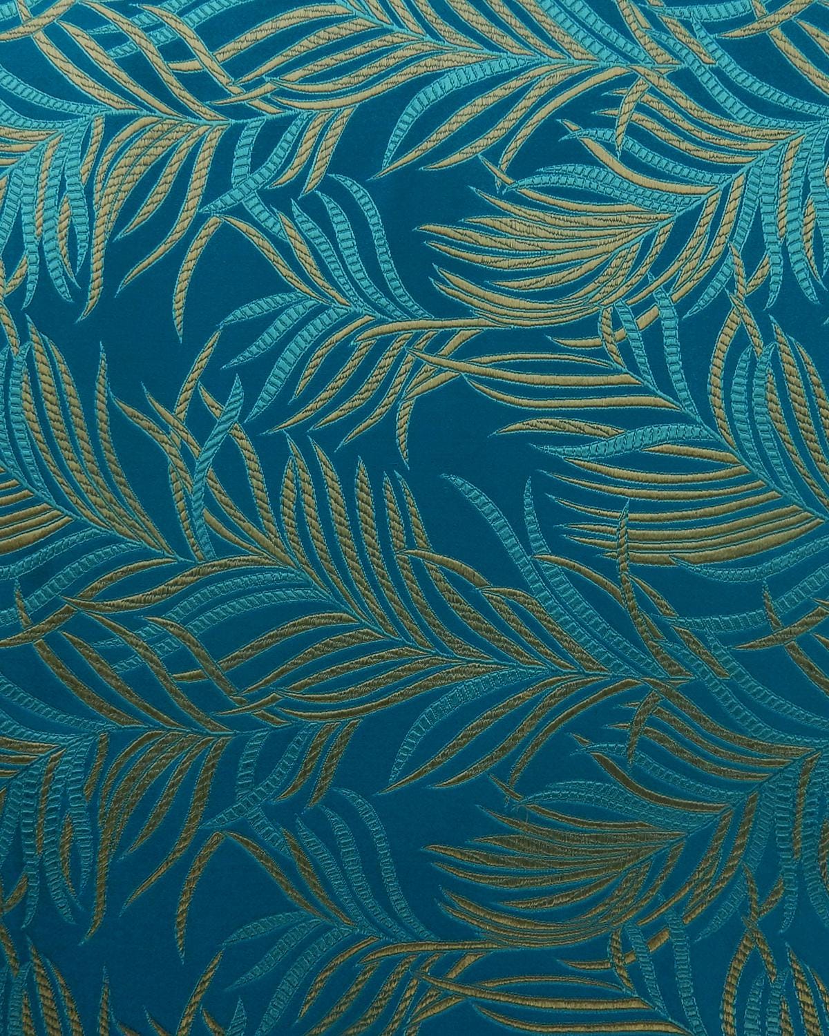 Turquoise Blue Gold Floral Silk Brocade Fabric (30 in.) Sold By The Yard