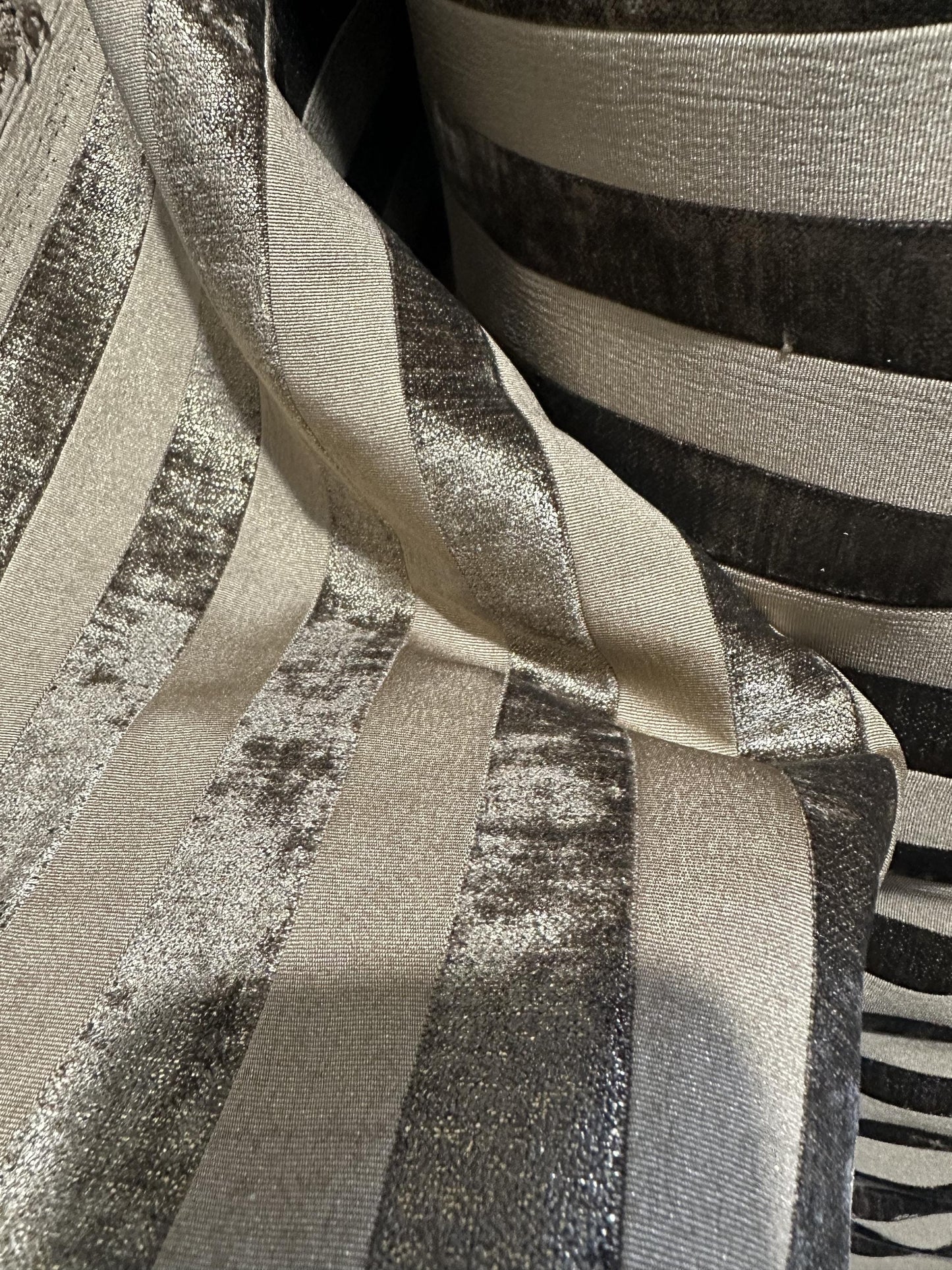 TAUPE BROWN GOLD Striped Chenille Upholstery Fabric (54 in.) Sold By The Yard