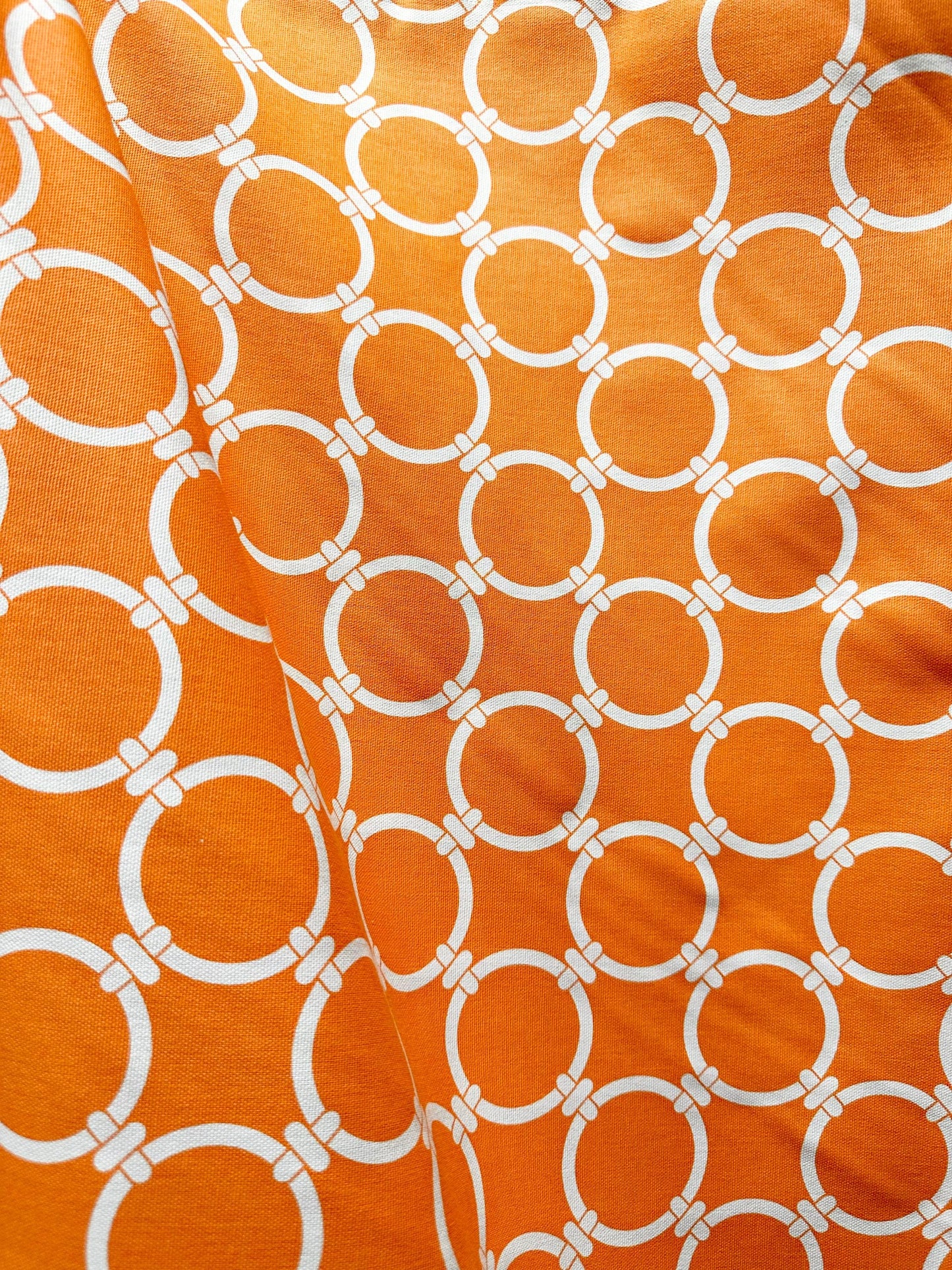 ORANGE WHITE Printed Upholstery Drapery Cotton Fabric (54 in.) Sold By The Yard