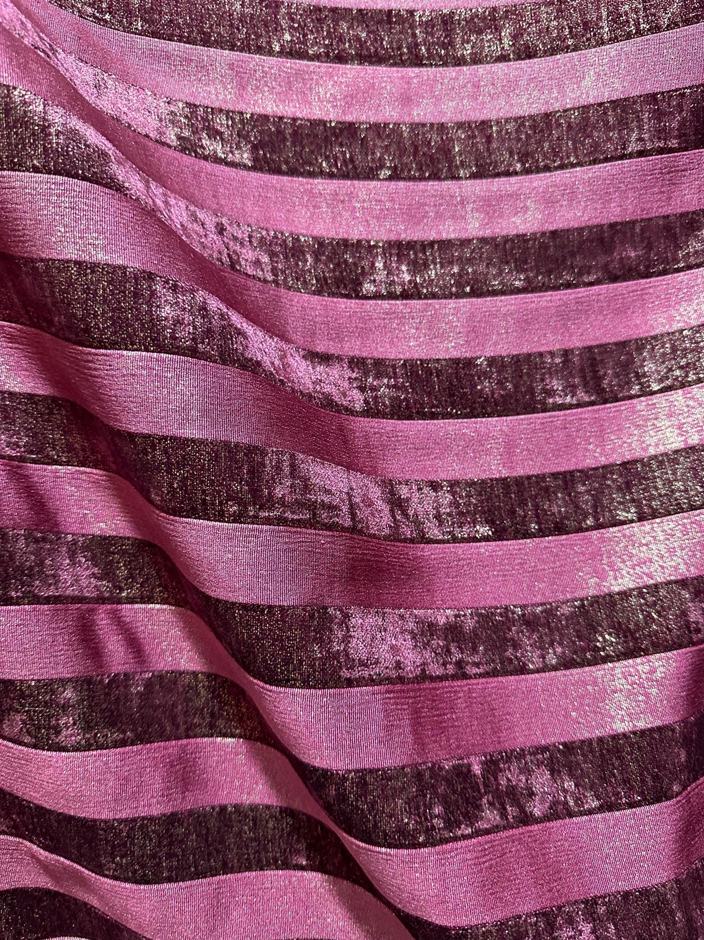 PLUM PURPLE GOLD Striped Chenille Upholstery Fabric (54 in.) Sold By The Yard