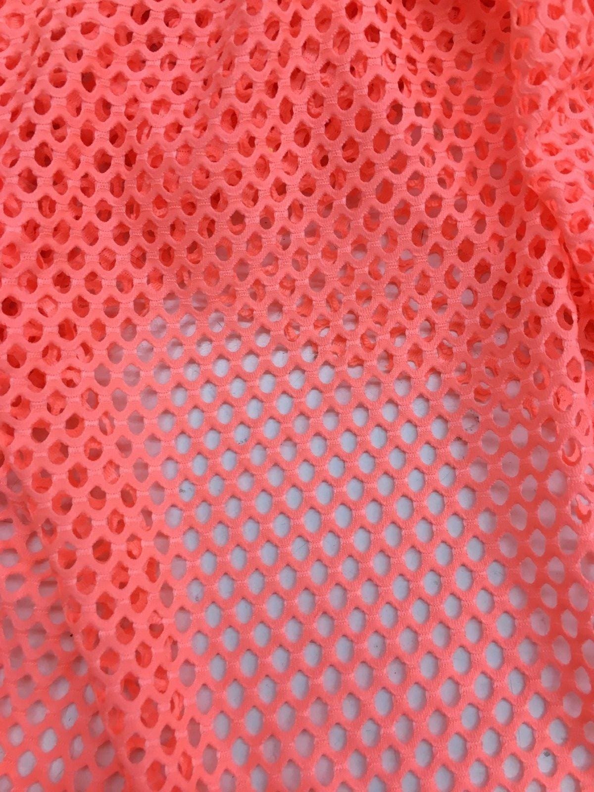 BRIGHT CORAL Fishnet Mesh Small Hole Stretch Spandex Fabric (60 in.) Sold By The Yard