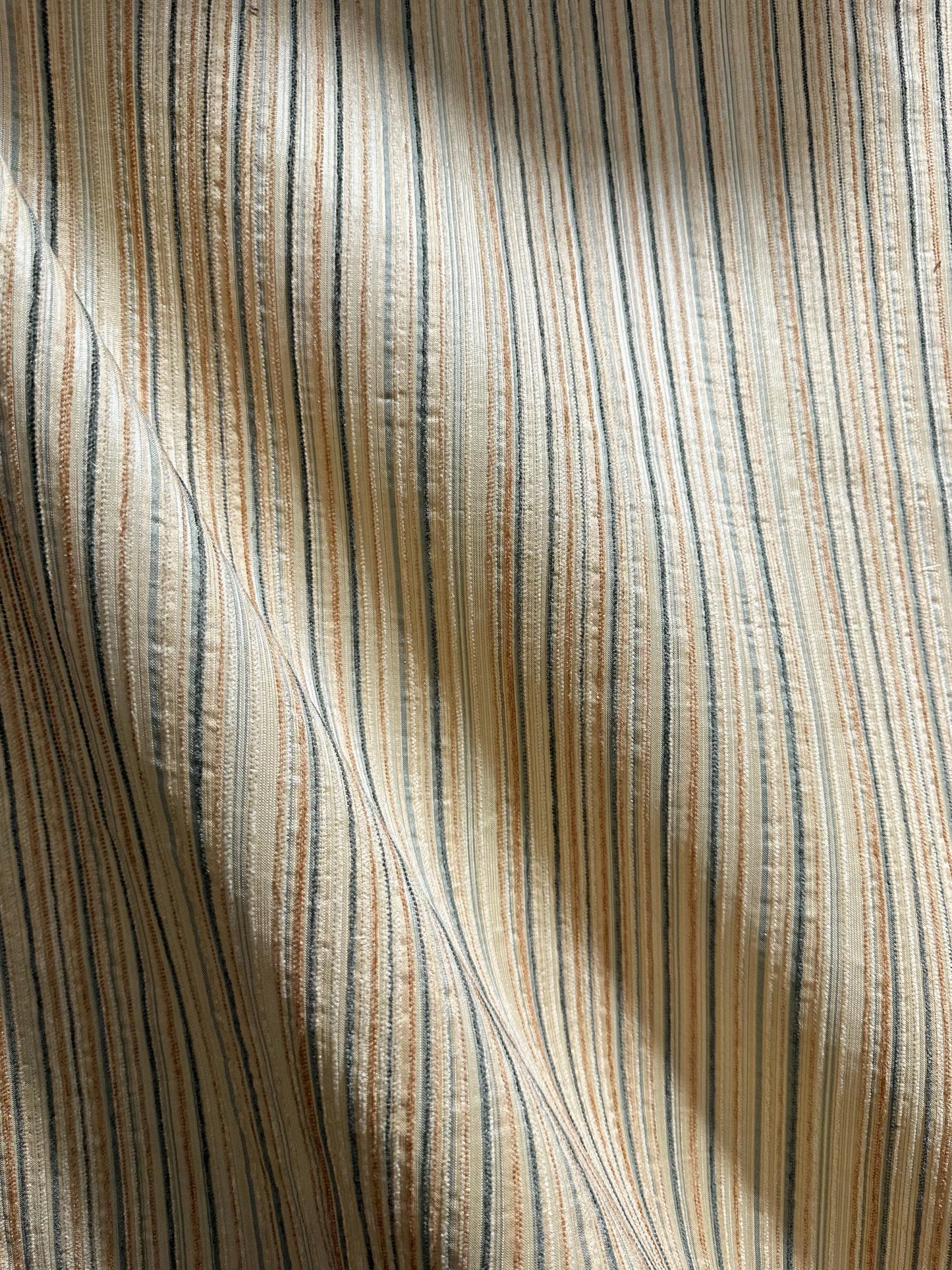 BEIGE MULTICOLOR Striped Chenille Upholstery Brocade Fabric (56 in.) Sold By The Yard