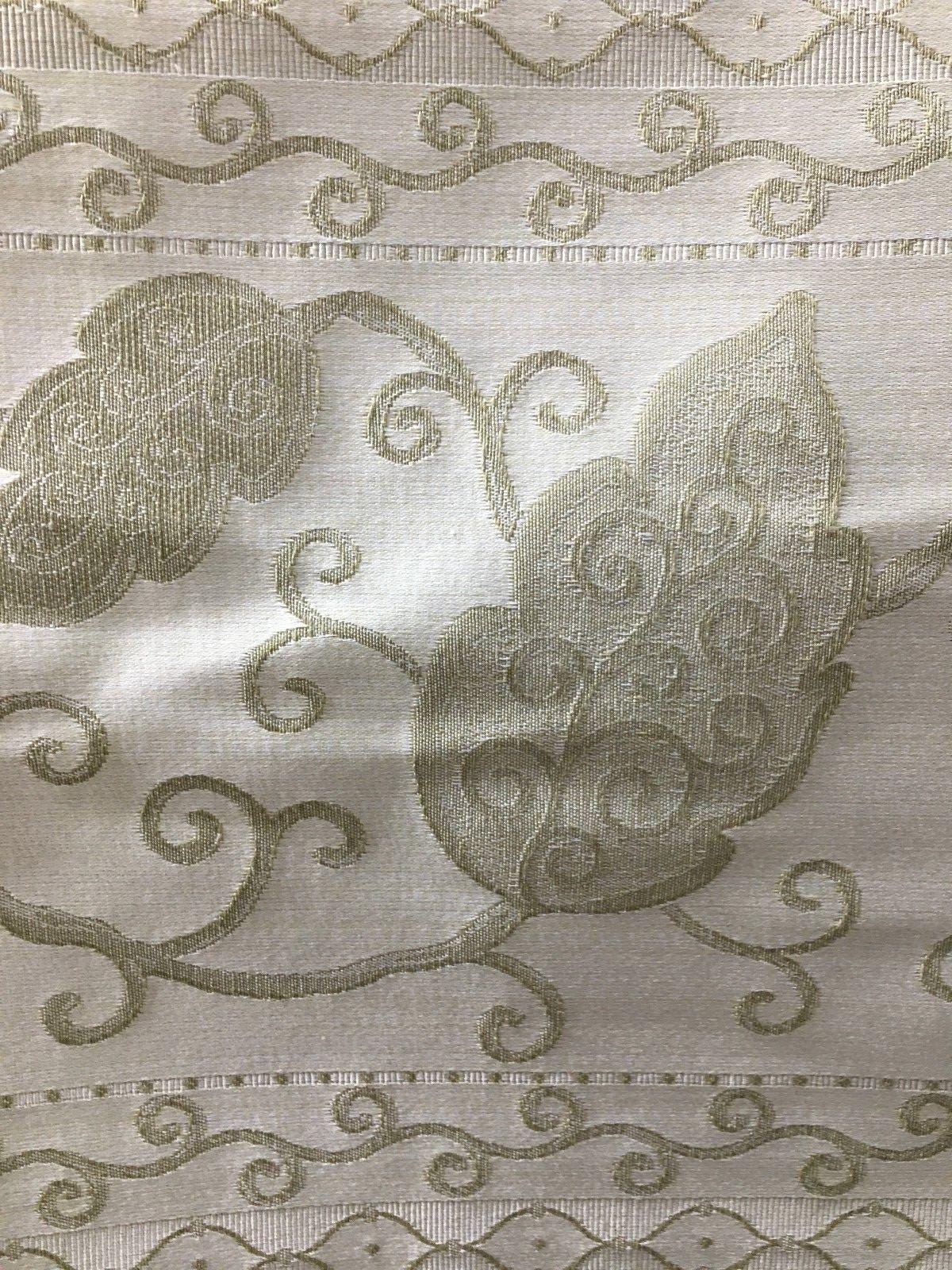 SAGE BEIGE Leaves Floral Upholstery Drapery Brocade Fabric (54 in.) Sold By The Yard