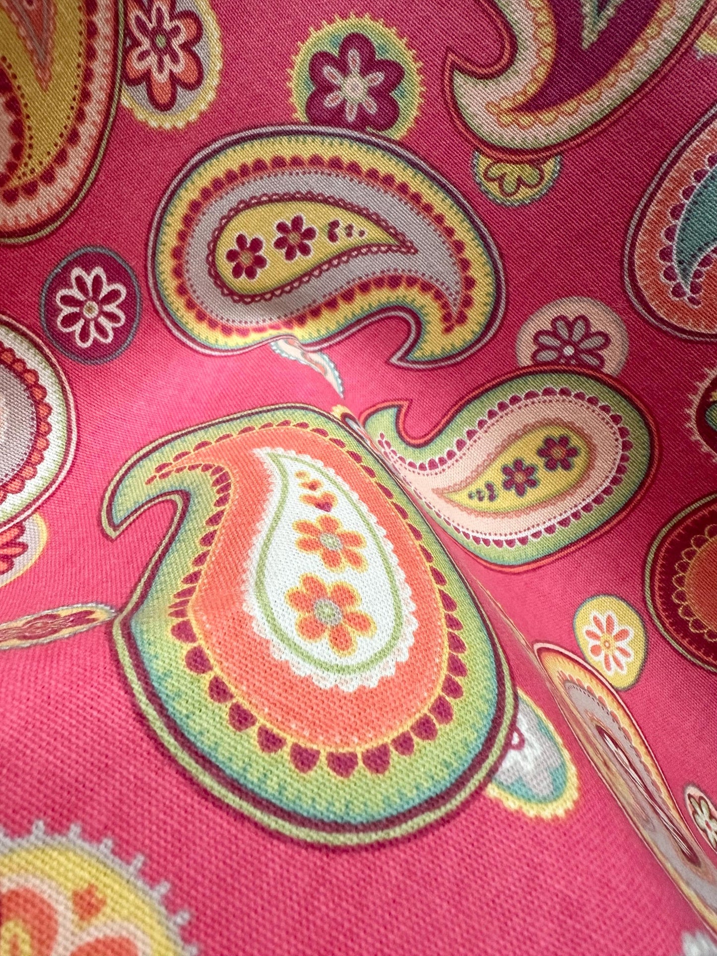 PINK MULTICOLOR Paisley Upholstery Drapery Cotton Fabric (54 in.) Sold By The Yard