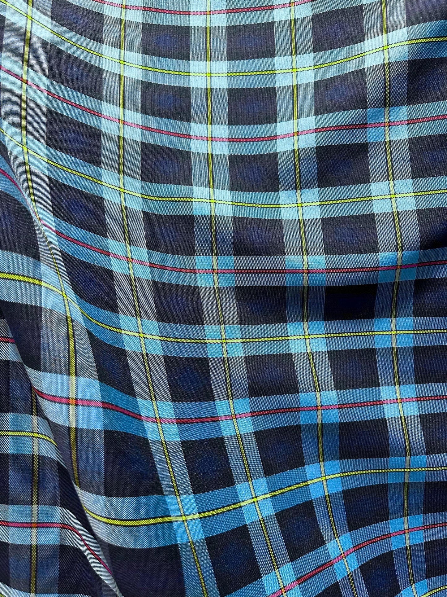 BLUE RED YELLOW Plaid Poly Cotton Uniform Poplin Fabric (60 in.) Sold By The Yard