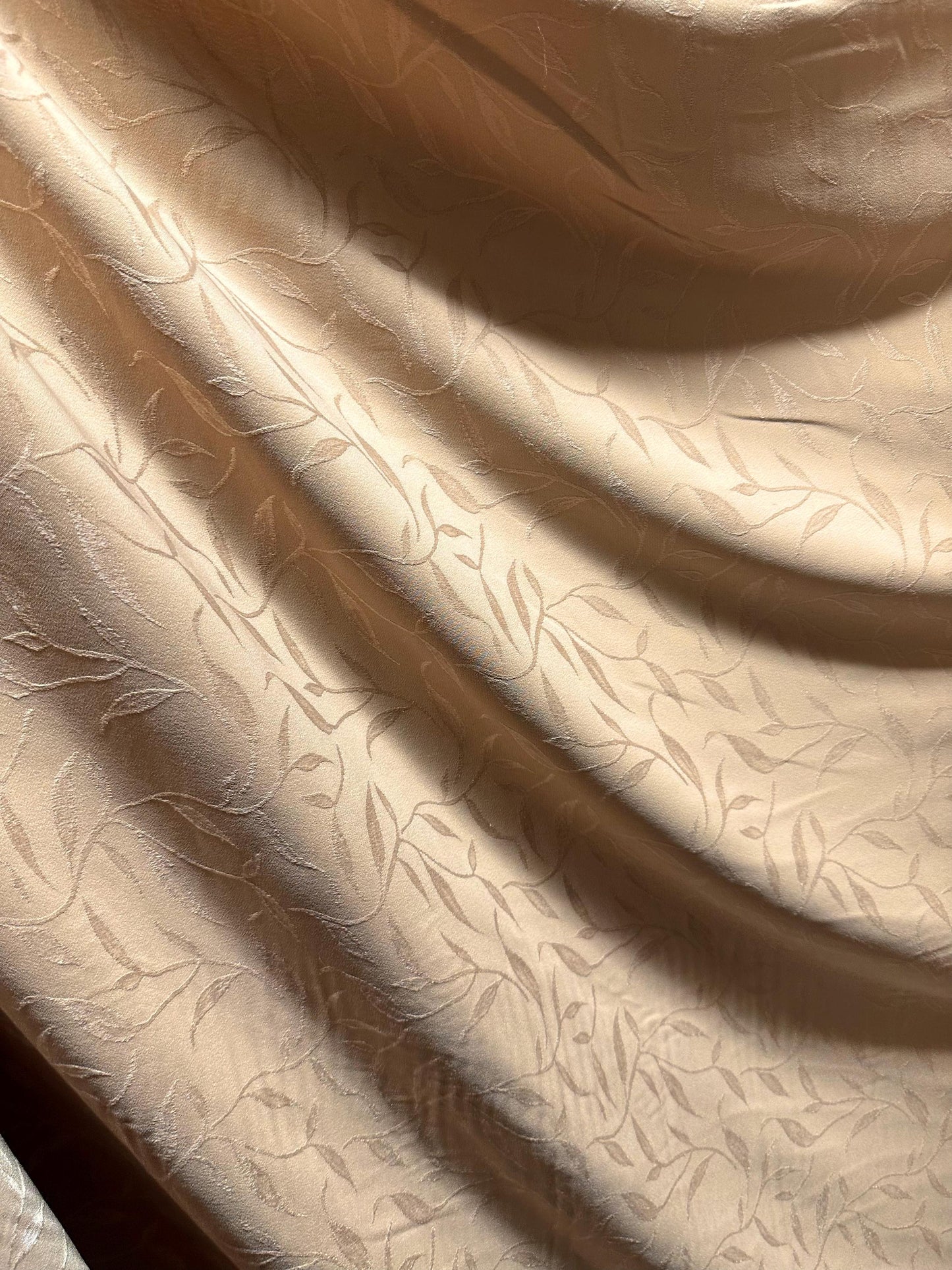 TAN Soft Floral Brocade Fabric (60 in.) Sold By The Yard
