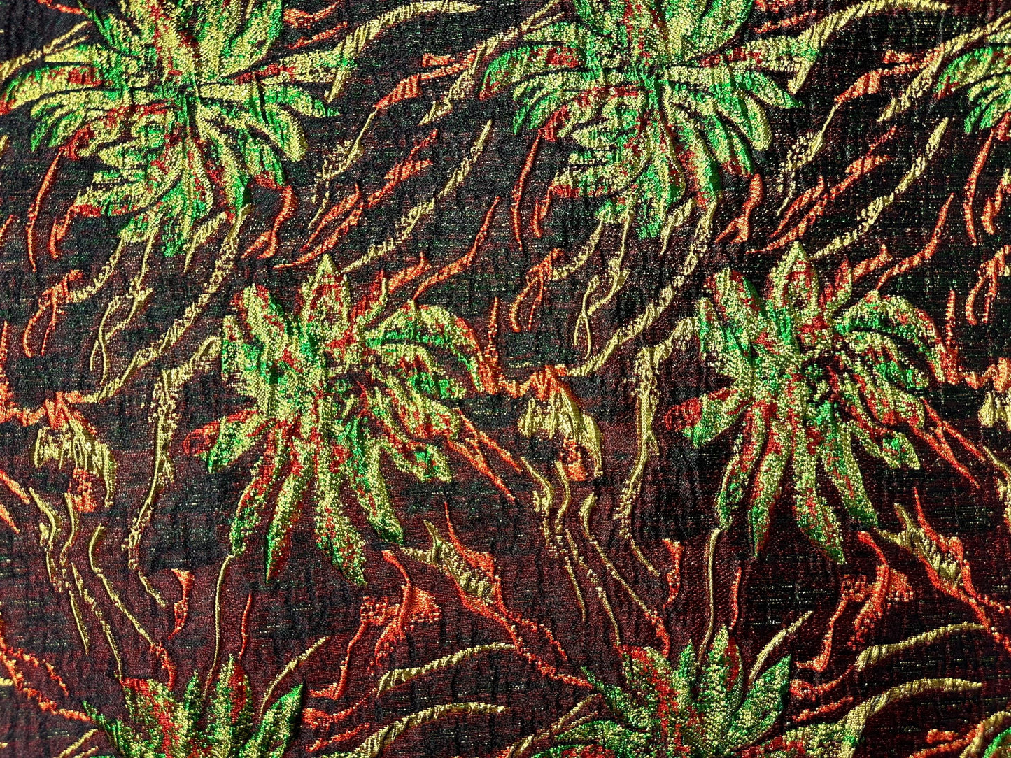 BLACK ORANGE GOLD Floral Brocade Fabric (60 in.) Sold By The Yard