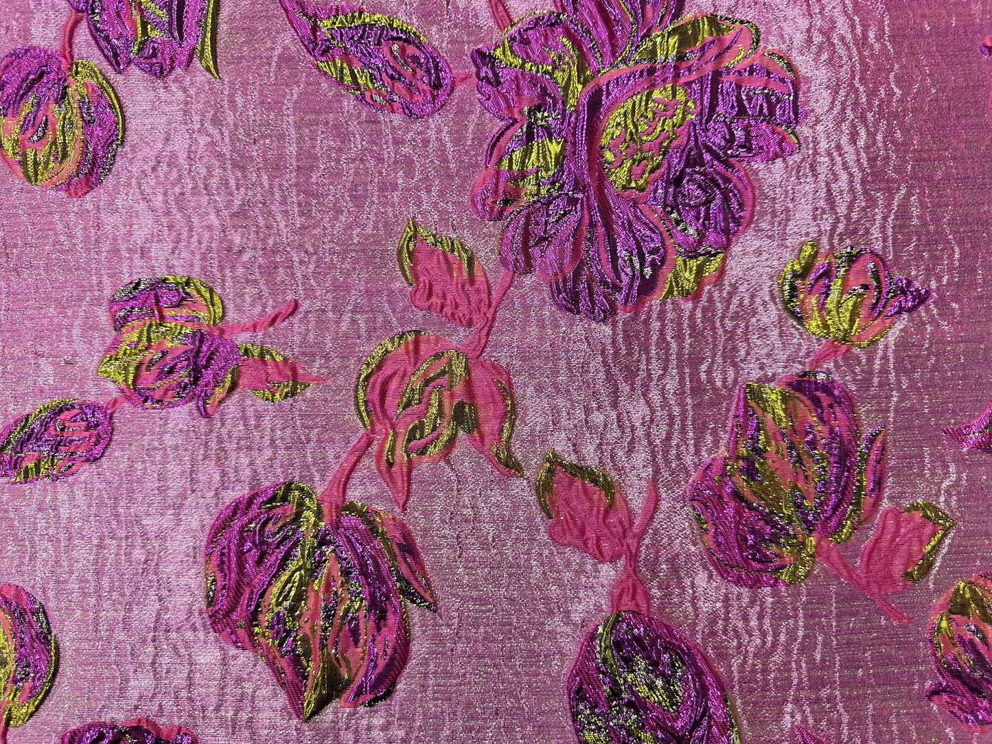 PINK GREEN Floral Brocade Fabric (60 in.) Sold By The Yard