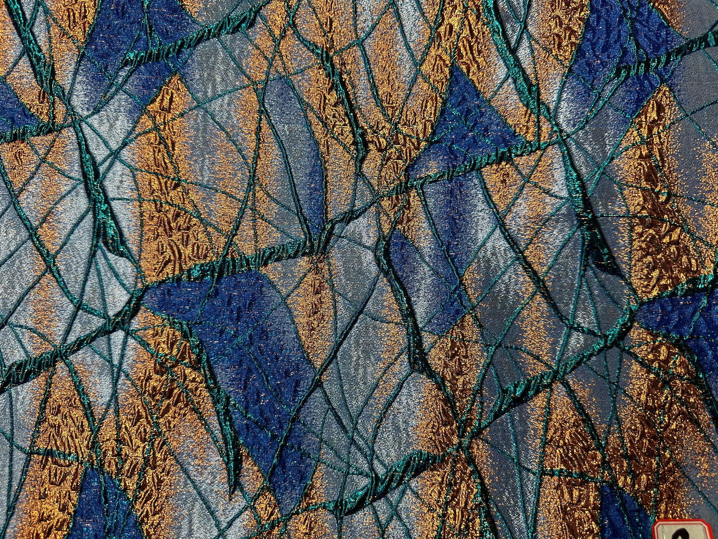 BLUE ORANGE Multicolor Metallic Brocade Fabric (60 in.) Sold By The Yard