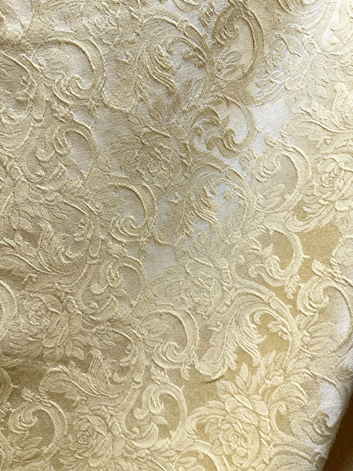 IVORY Damask Floral Upholstery Drapery Brocade Fabric (110 in.) Sold By The Yard