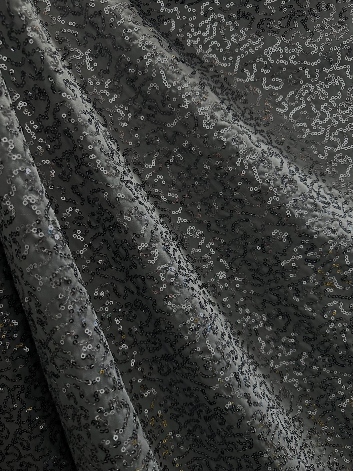 DARK GRAY Sequins Spandex Stretch Fabric (55 in.) Sold By The Yard