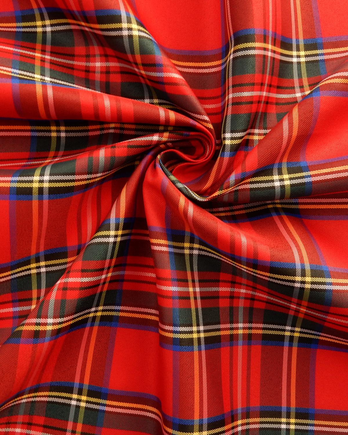 Red Multicolor Tartan Plaid Taffeta Fabric (60 in.) Sold By The Yard