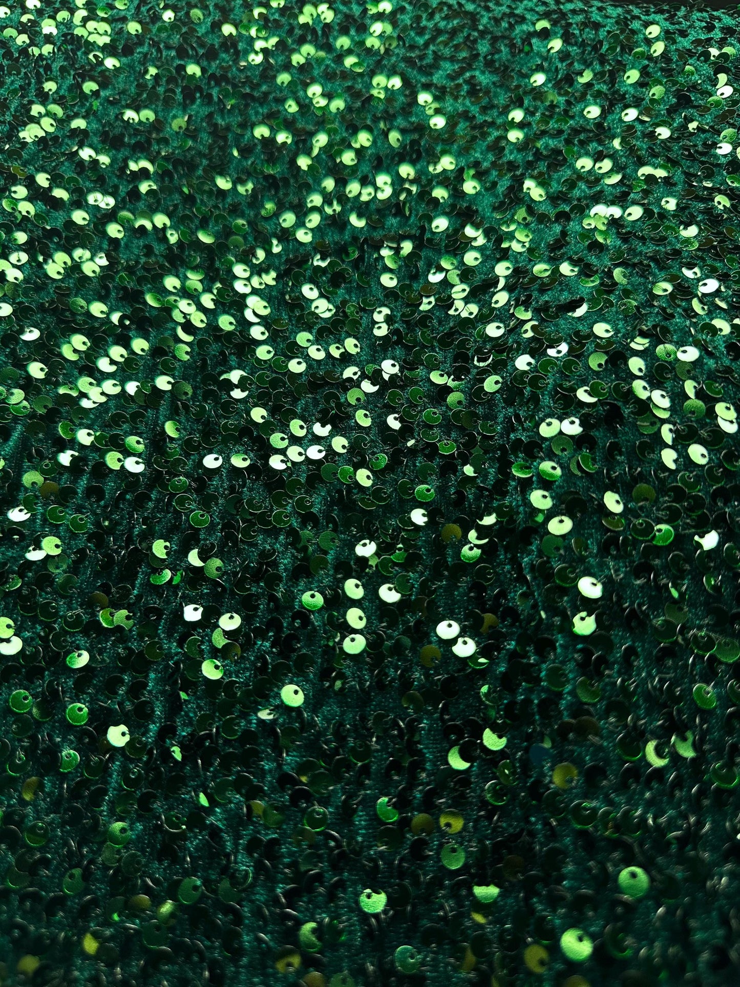 DEEP GREEN Sequins Stretch Velvet Fabric (58 in.) Sold By The Yard