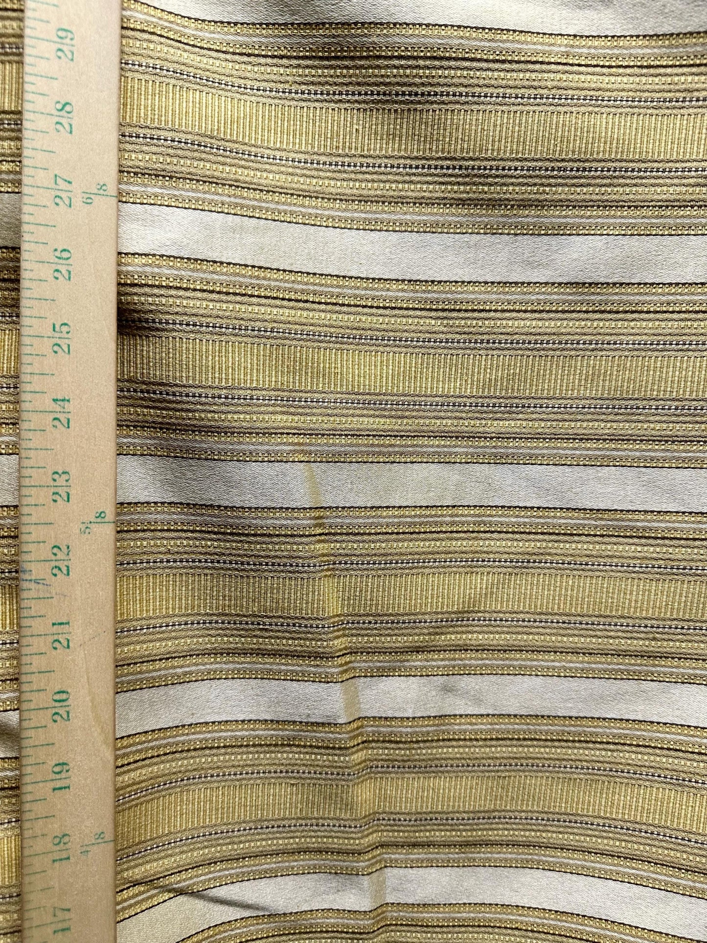 Gold Ivory Striped Brocade Upholstery Drapery Fabric (110 in.) Sold By The Yard