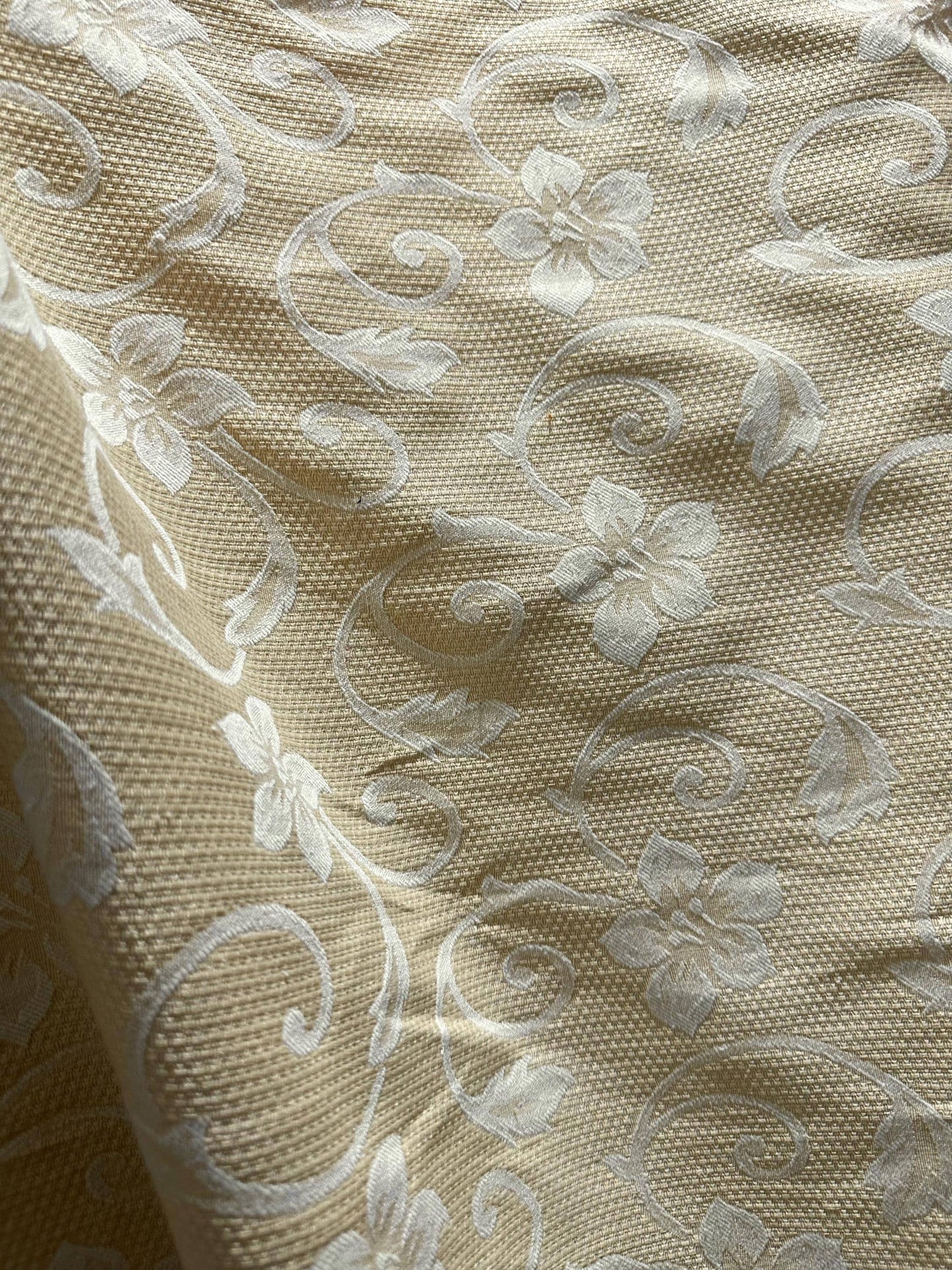 IVORY Floral Upholstery Brocade Fabric (54 in.) Sold By The Yard