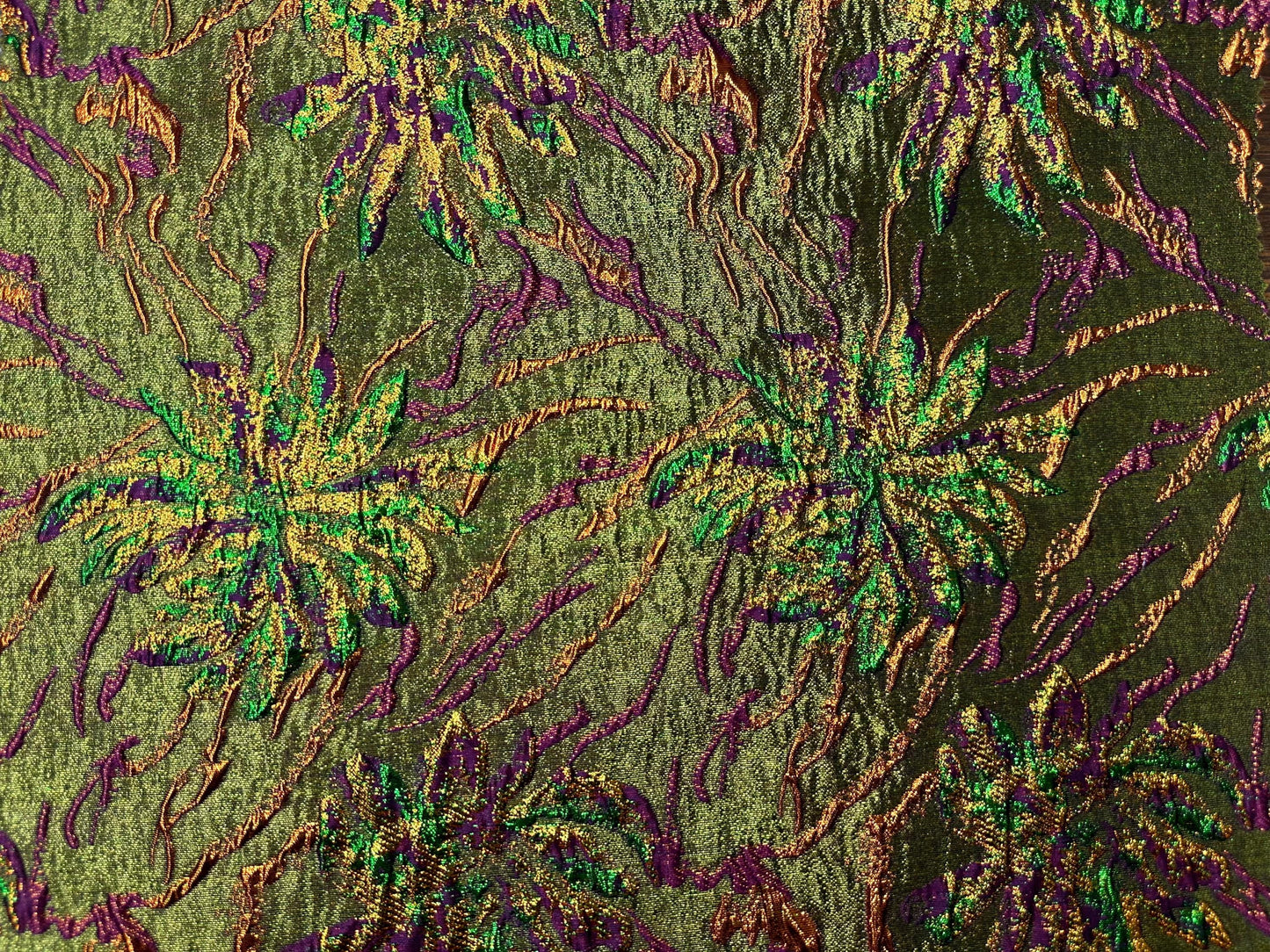 GREEN PURPLE Floral Brocade Fabric (60 in.) Sold By The Yard