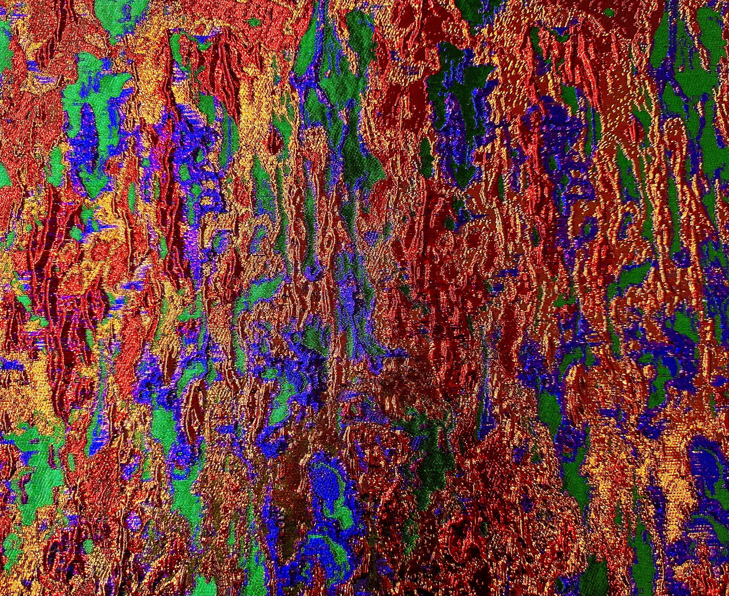 GREEN ORANGE GOLD Multicolor Metallic Brocade Fabric (60 in.) Sold By The Yard