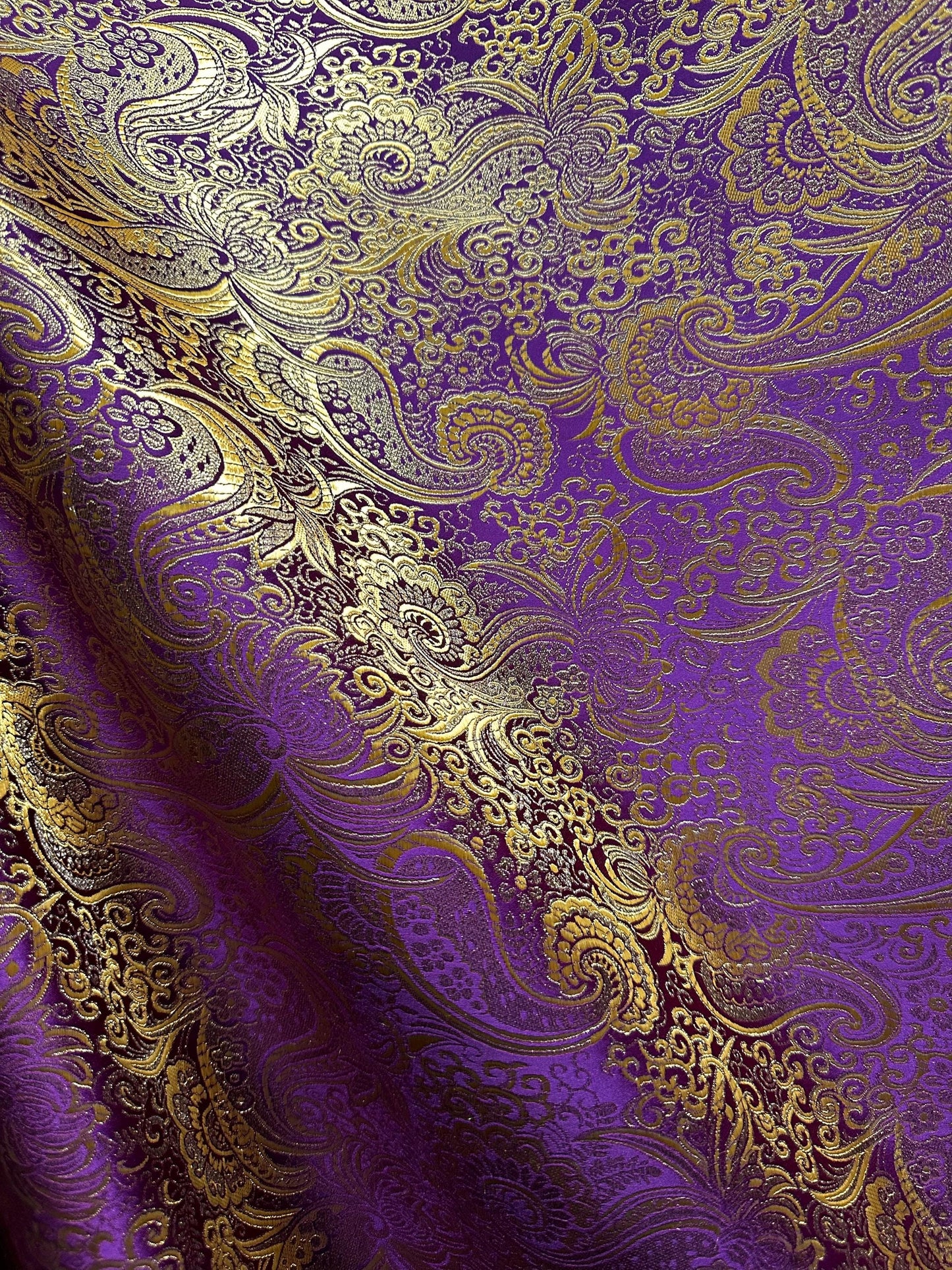 PURPLE GOLD Metallic Paisley Brocade Fabric (60 in.) Sold By The Yard