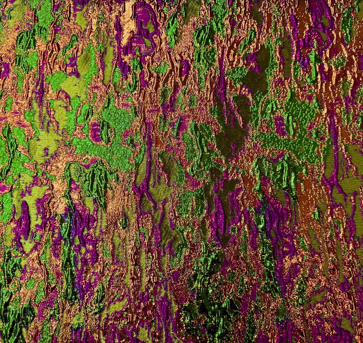 Green Purple Orange Gold Metallic Brocade Fabric (60 in.) Sold By The Yard