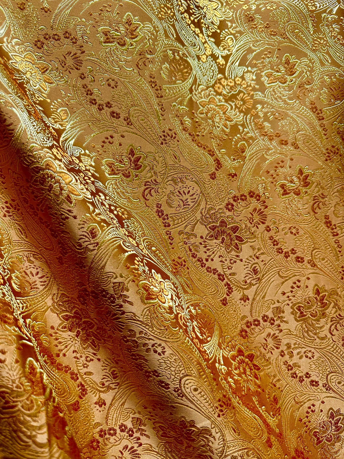 COPPER GOLD Floral Paisley Brocade Fabric (60 in.) Sold By The Yard