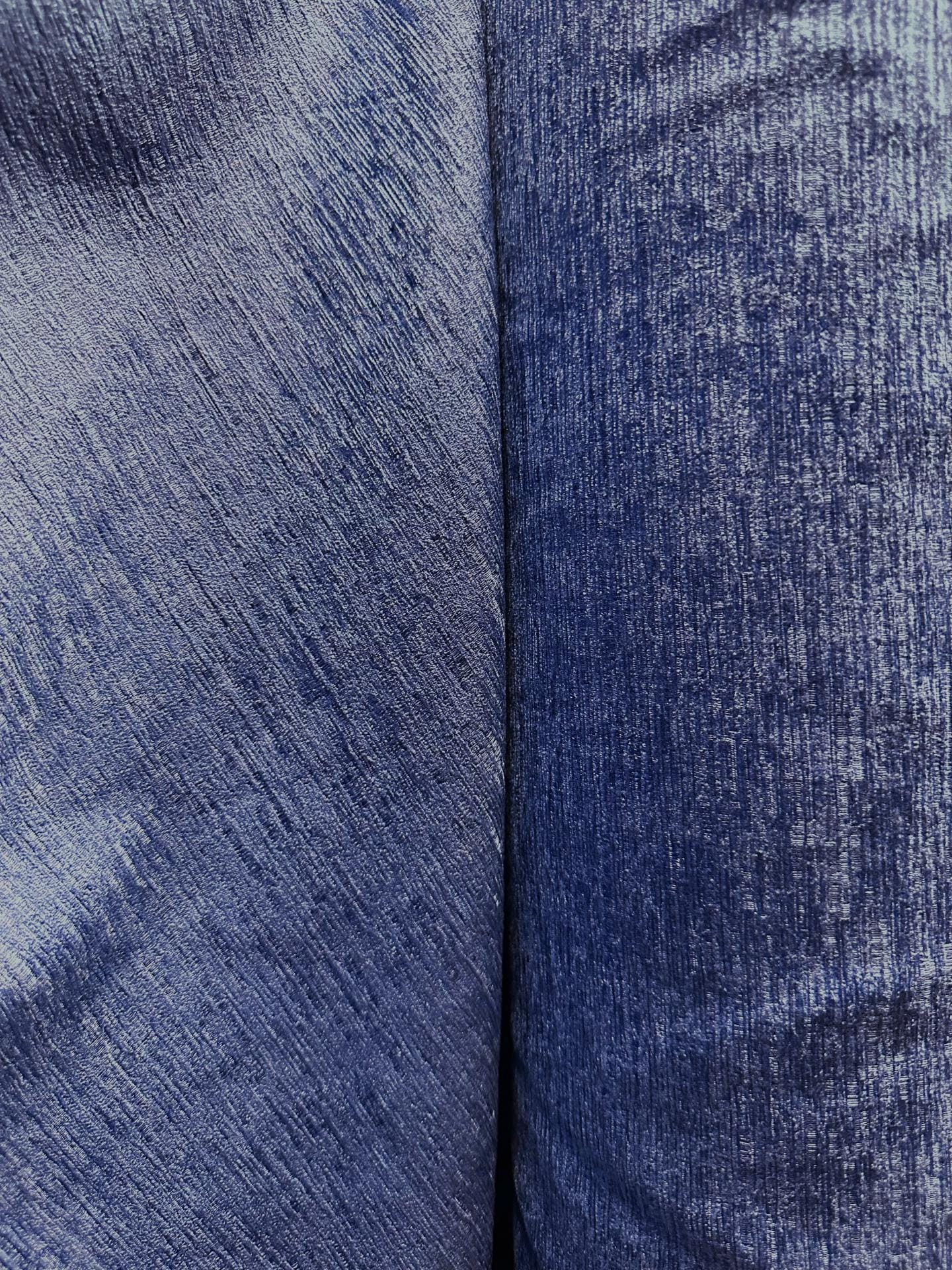 INDIGO BLUE Solid Chenille Velvet Upholstery Drapery Fabric (110 in.) Sold By The Yard