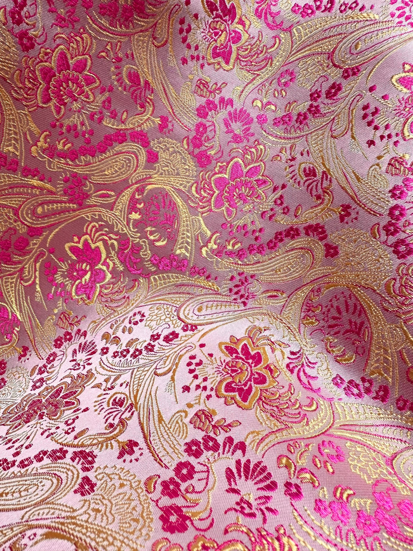 PINK GOLD Floral Paisley Brocade Fabric (60 in.) Sold By The Yard
