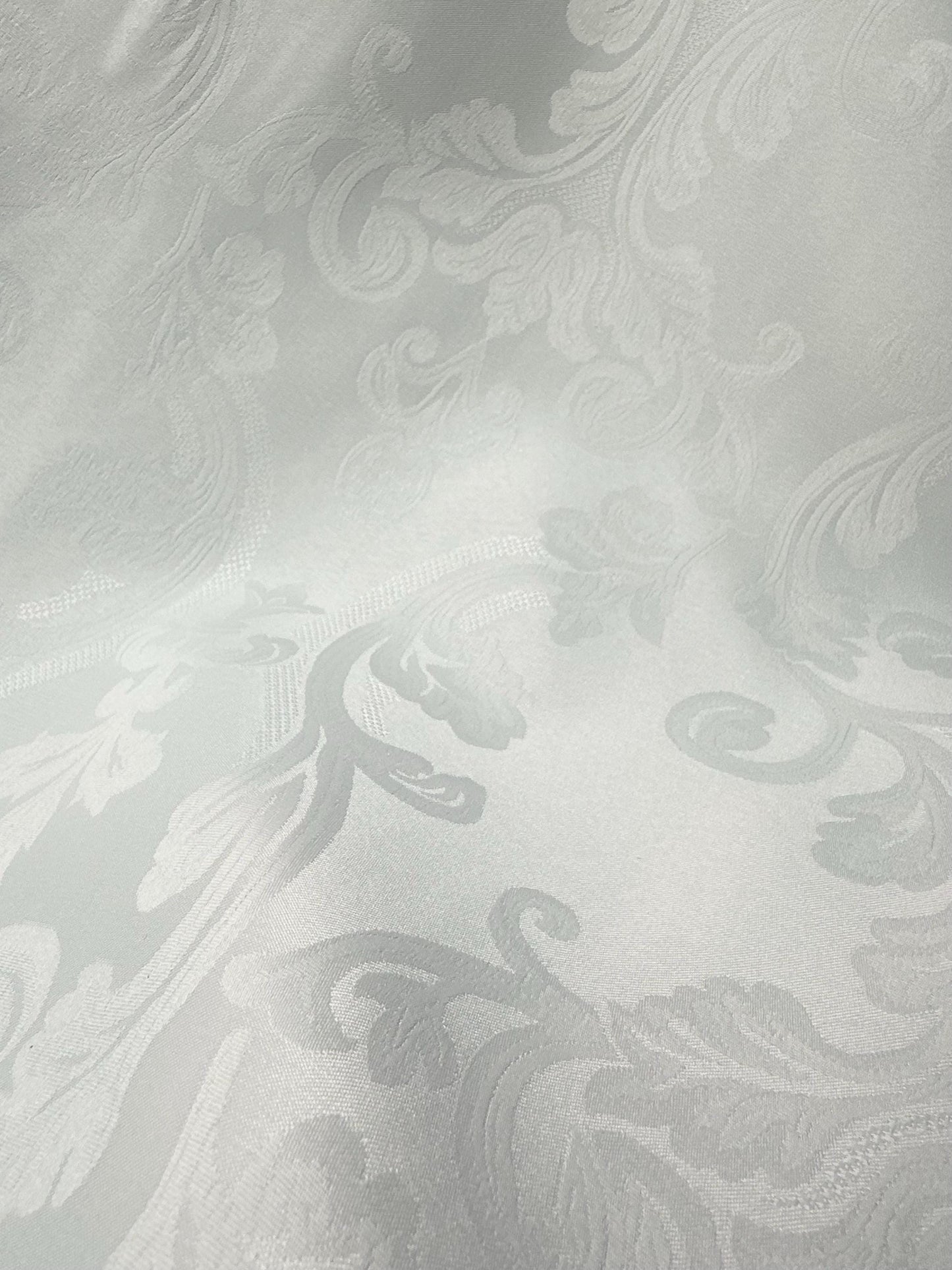 WHITE Floral Damask Brocade Fabric (58 in.) Sold By The Yard